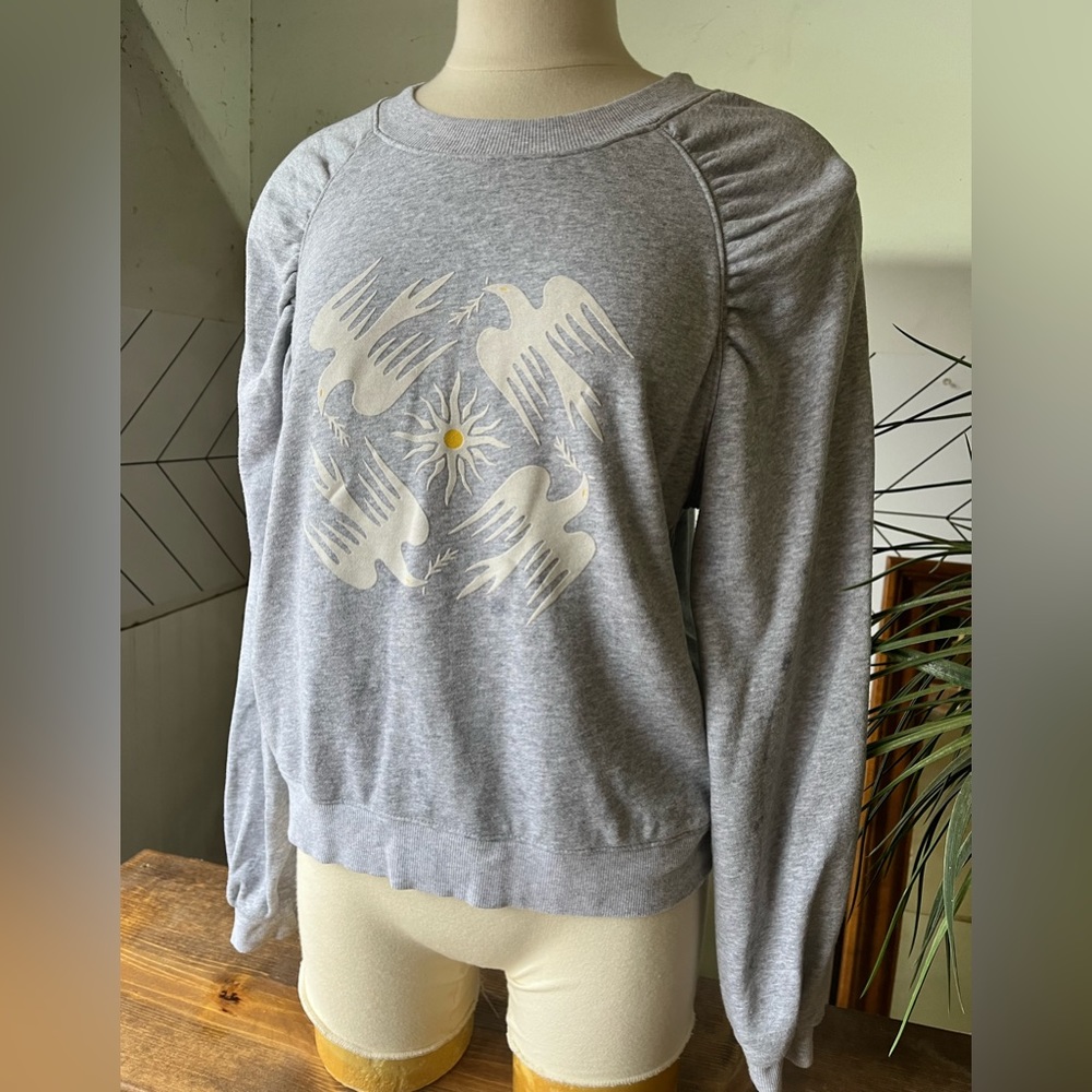 Anthropologie Jason K. Yun Doves Graphic Sweatshirt Size M View 4